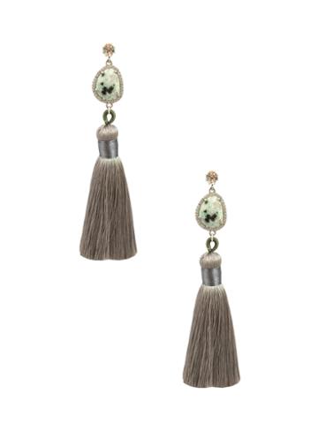 Katherine Karambelas Jewelry Amalia Jaspet, Swarovski Crystal & Silk Tassel Earrings