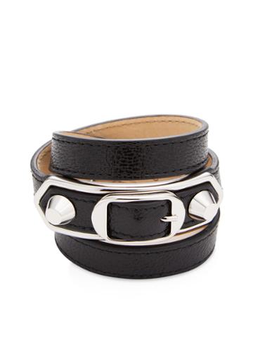 Balenciaga Classic Metallic Edge Triple Tour Leather Bracelet