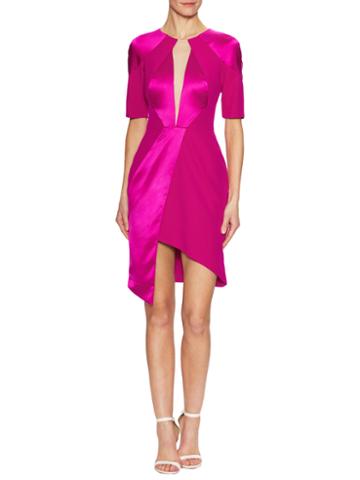 Gabriela Cadena Silk Paneled Asymmetrical Sheath Dress