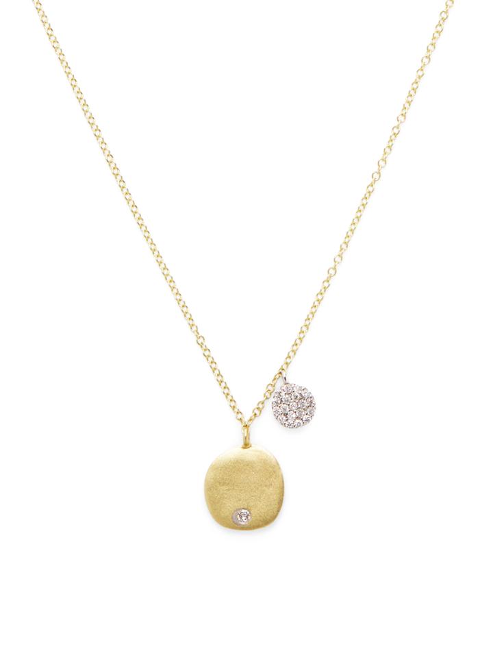 Meira T 14k Yellow Gold & 0.13 Total Ct. Diamond Double Disc Pendant Necklace