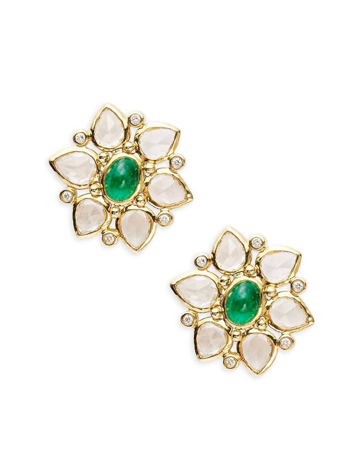 Temple St Clair Cl Color 18k Yellow Gold Ottoman Stud Earrings