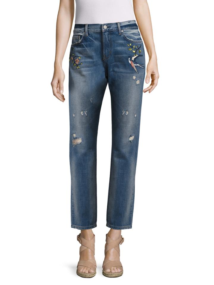 Eight Dreams Embroidered Boyfriend Jeans
