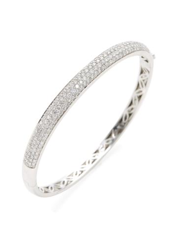 Vendoro 14k White Gold & 2.62 Total Ct. Diamond Hinged Bangle Bracelet