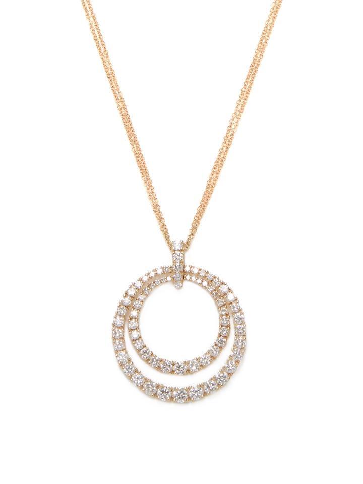 Nephora Pave Diamond Double Circle Pendant Necklace