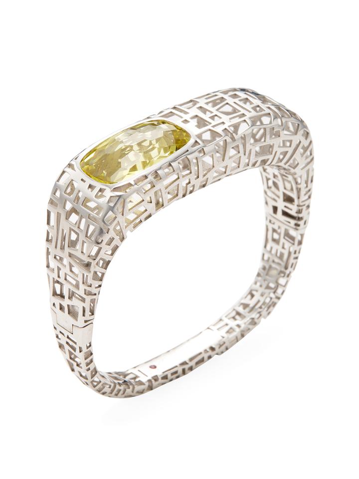 Roberto Coin Silver & Lemon Quartz Skyline Bangle Bracelet