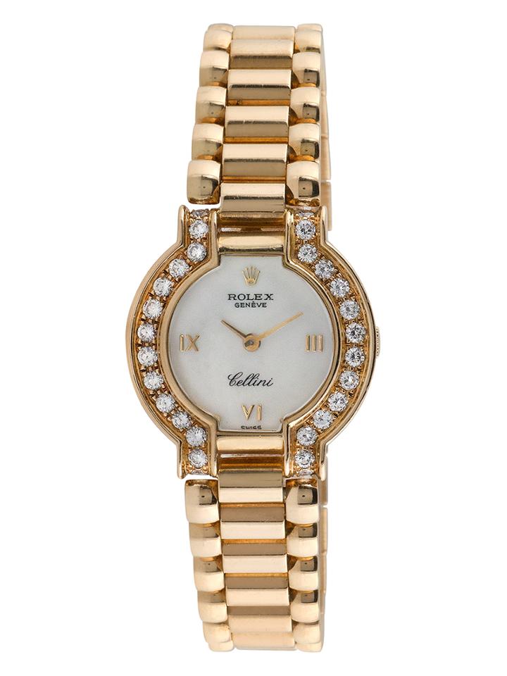 Vintage Rolex Ladies Cellini 18k Yellow Gold & Diamond Watch, 23mm