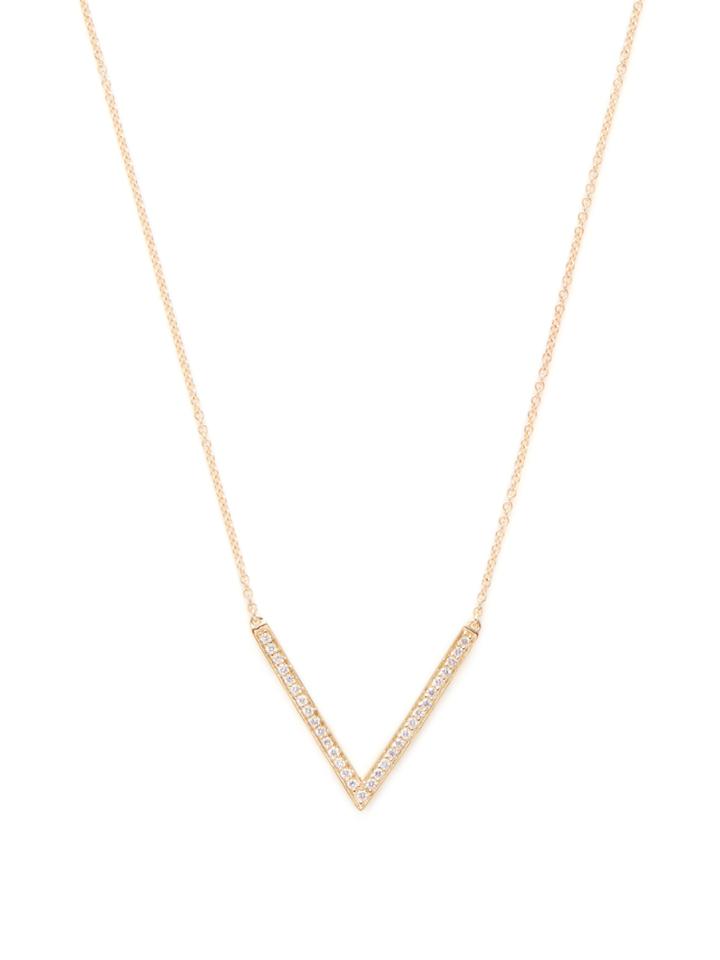 Nephora 14k Yellow Gold & 0.25 Total Ct. Diamond V Necklace