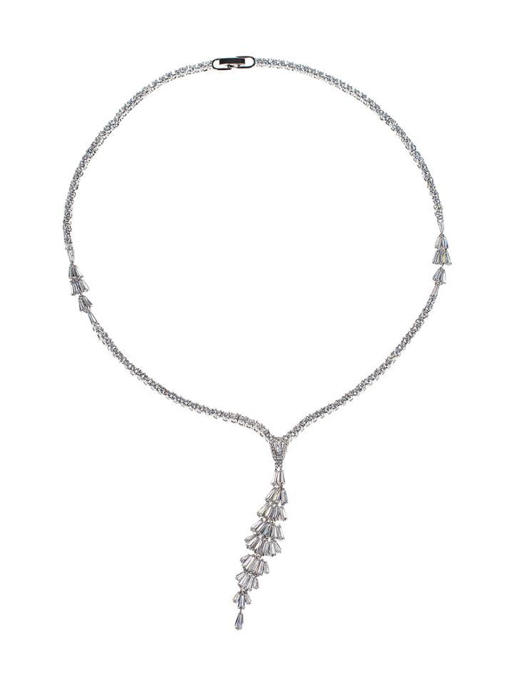 Cz By Kenneth Jay Lane Tiered Baguette Cz Pendant Necklace