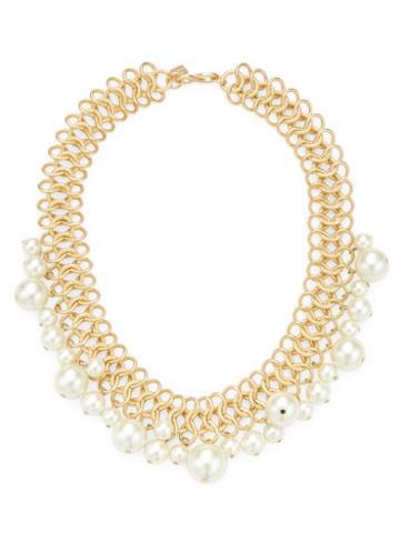 Kenneth Jay Lane Gold/light Cultura Pearl Ends Necklace