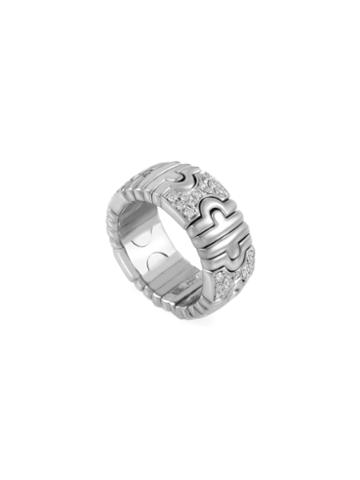 Vintage Bulgari Parentesi 18k White Gold & 0.55 Total Ct. Diamond Band Ring