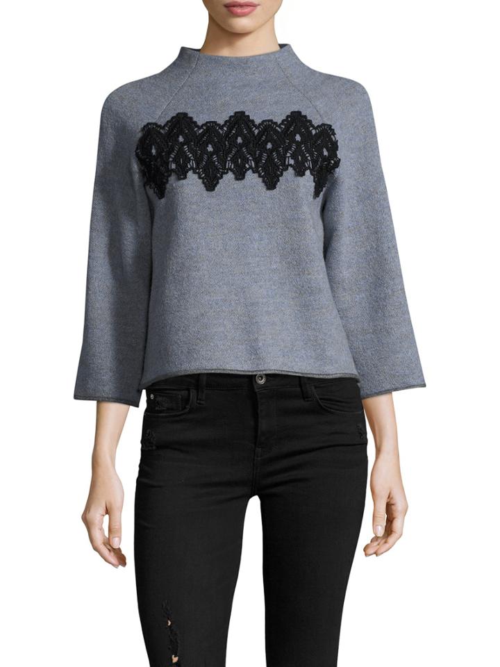 Vivienne Tam Boiled Wool Lace Trim Top