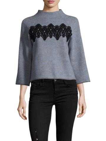 Vivienne Tam Boiled Wool Lace Trim Top