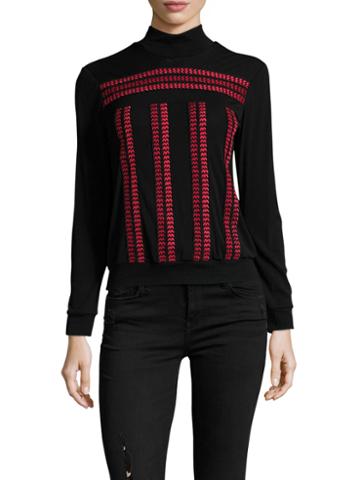 Vivienne Tam Zig Zag On Stretch Netting Blouse