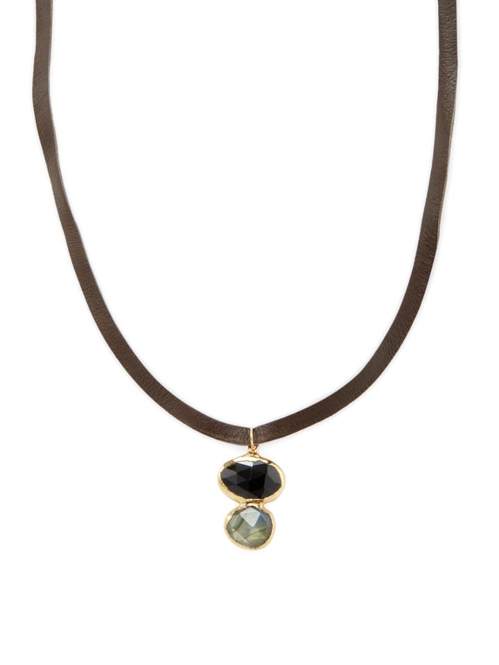 Taylor Kenney Jewelry Labradorite & Onyx Pendant Necklace