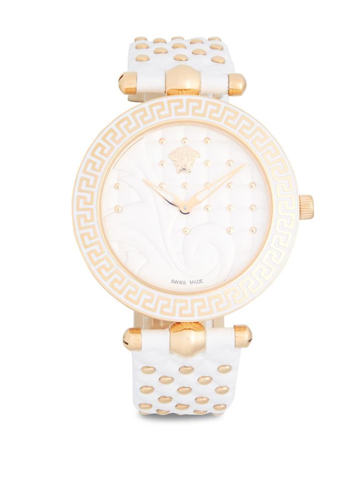 Versace Rose Gold Quartz Leather Bracelet Watch