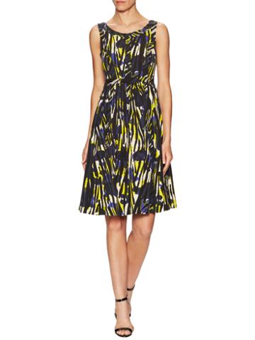 Sara Emanuel Print Paneled Fit And Flare Dress