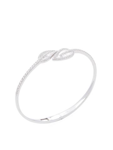 Vendoro 18k White Gold & 1.80 Total Ct. Diamond Leaf Bangle Bracelet