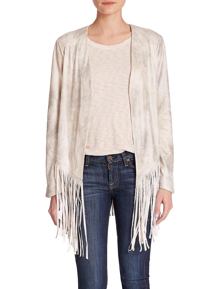 Sw3 Faux-leather Open-front Fringe Jacket
