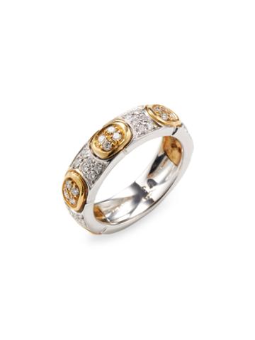 Vendoro 18k Yellow Gold Pave Diamond Ring