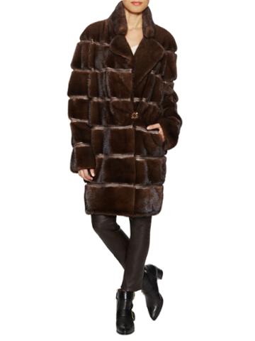 Tasha Tarno Mink Fur Striped Coat