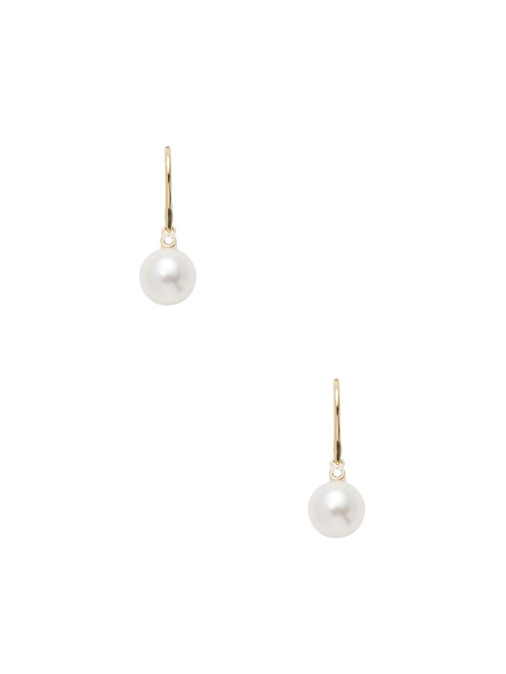 Tara Pearls 18k Gold South Sea Pearl & Diamond Sheppard Hook Earrings