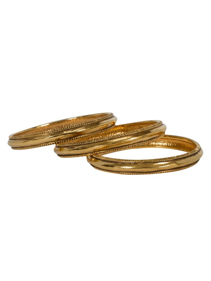 Vintage Chanel Set Of Three Gold Bangle Bracelets