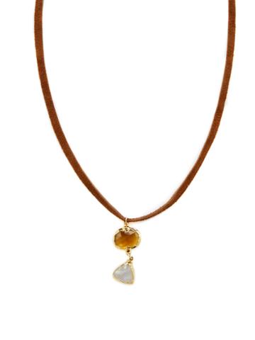 Taylor Kenney Jewelry Quartz & Moonstone Pendant Necklace