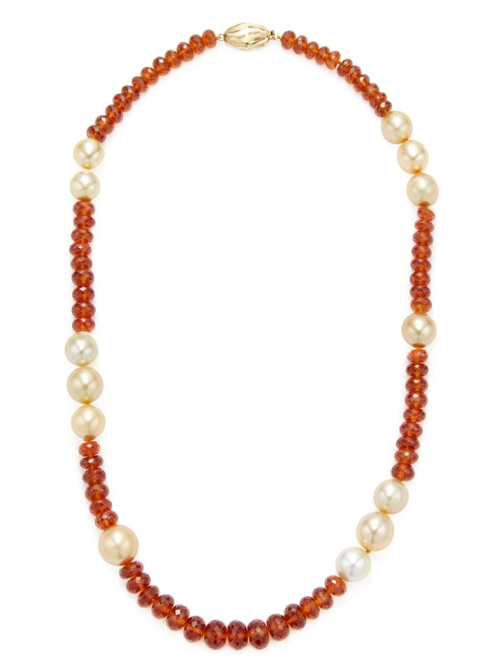 Belpearl South Sea Pearl & Garnet Strand Necklace