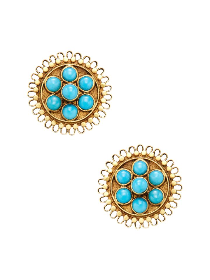 Amrapali 18k Yellow Gold & Turquoise Stud Earrings