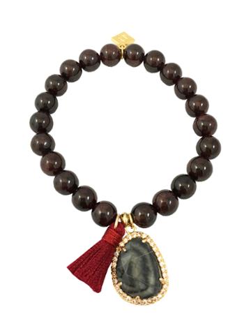 Katherine Karambelas Jewelry Nicole Agate, Aventurine & Silk Tassel Bracelet