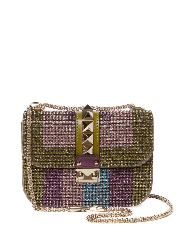 Valentino Garavani Glam Lock Small Embellished Leather Shoulder Bag