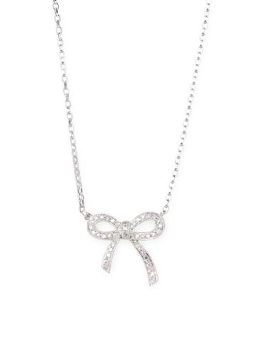 Vendoro Ribbon Pave Diamond Pendant Necklace