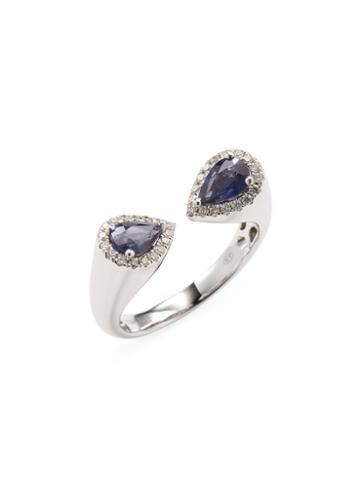 Vendoro 14k White Gold Sapphire Ring