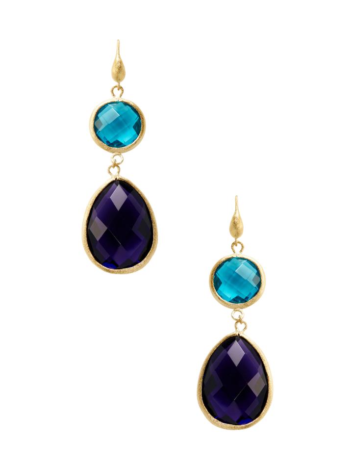 Rivka Friedman London Blue & Iolite Crystal Drop Earrings