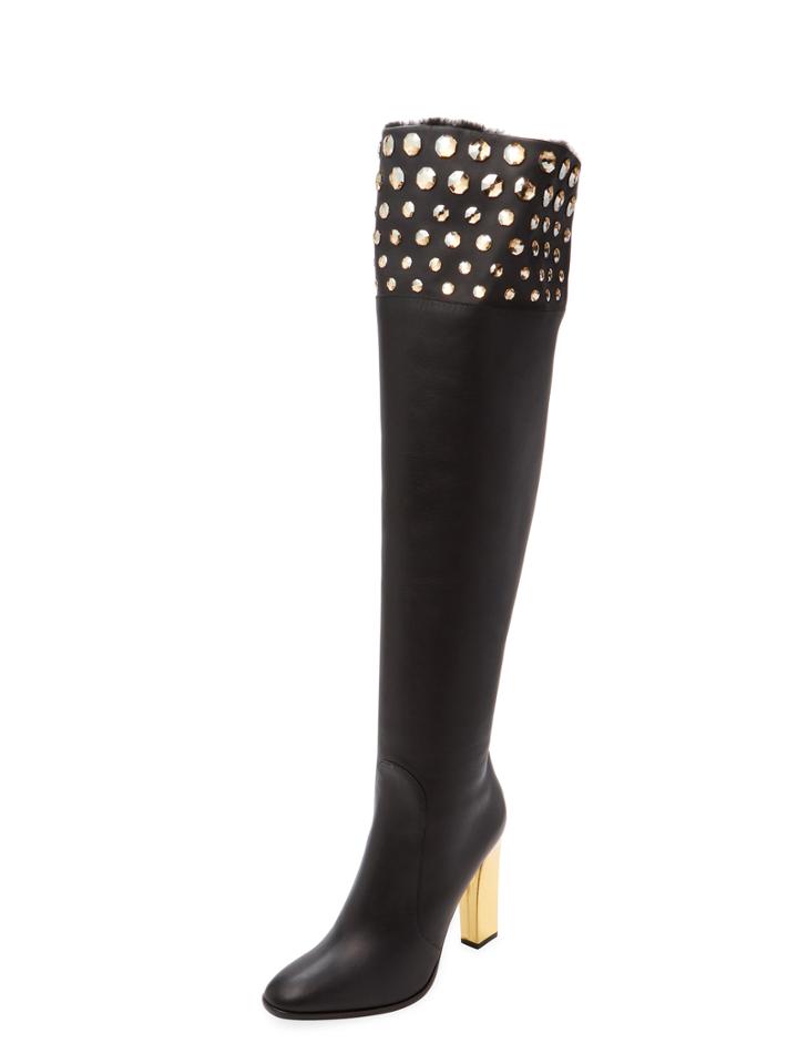 Rene Caovilla Embellished Tall Leather Boot