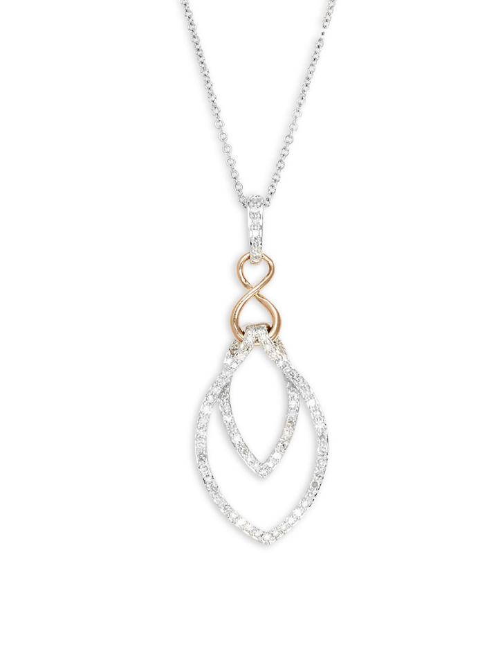 Effy Diamond Pendant In 14 Kt. White And Rose Gold