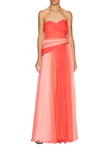 Ml Monique Lhuillier Bridesmaids Colorblock Pleated Evening Gown