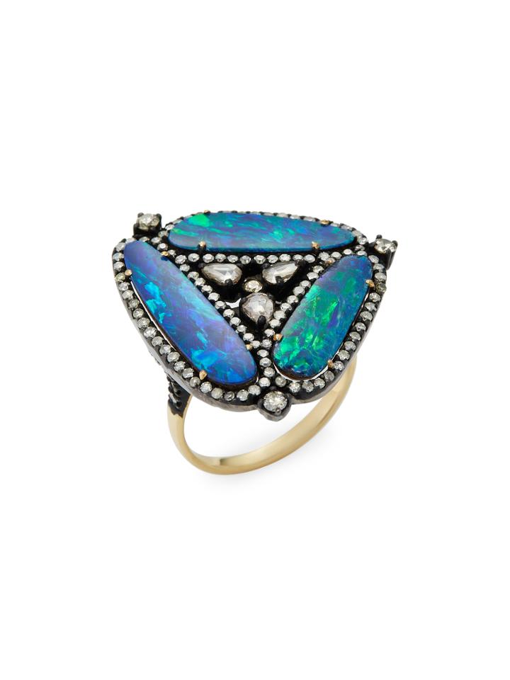 Artisan Sweet Opal & Diamond Ring