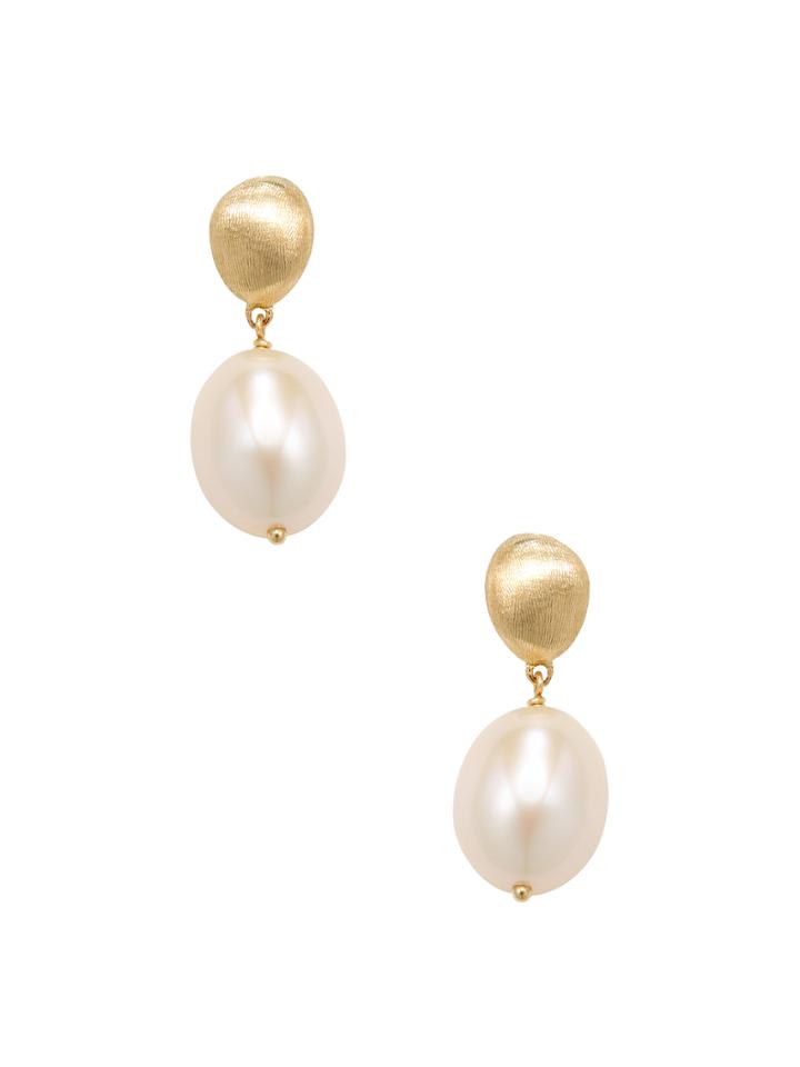 Marco Bicego Confetti Engraved 18k Yellow Gold & Pearl Drop Earrings