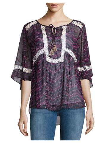 T-bags Los Angeles Chiffon Lace-trimmed Top