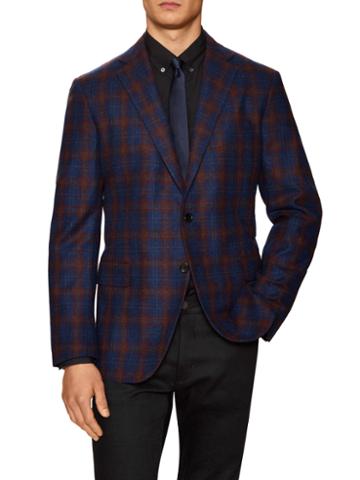 Belvest Wool Plaid Notch Lapel Sportcoat