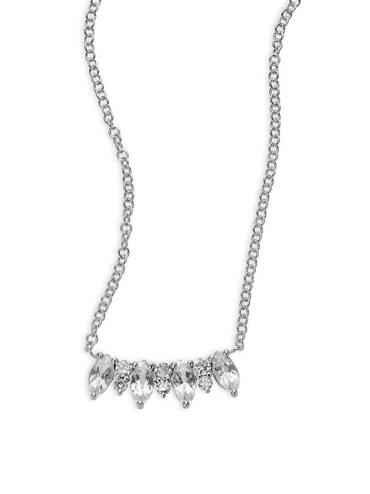Meira T Diamond, White Topaz & 14k White Gold Necklace