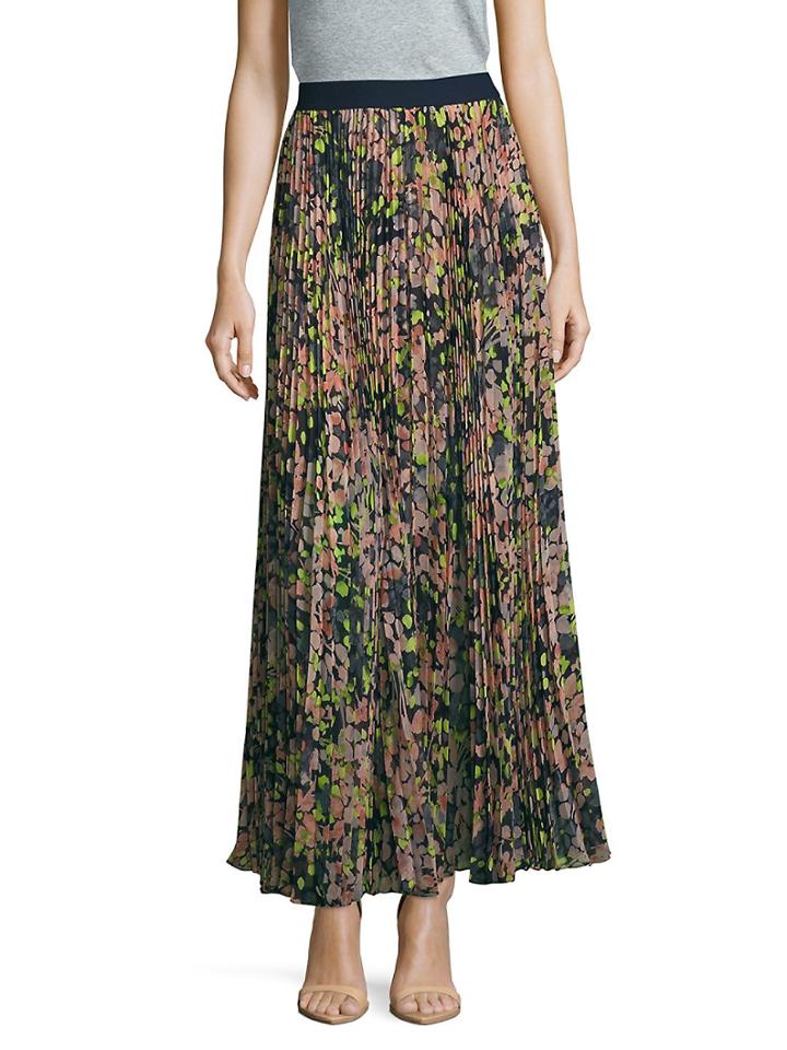 Bcbgmaxazria Esten Accordion Pleated Floral Skirt