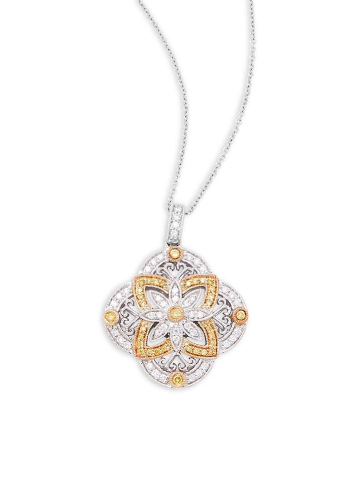 Effy Diamonds, 14k White Gold & 14k Yellow Gold Pendant Necklace