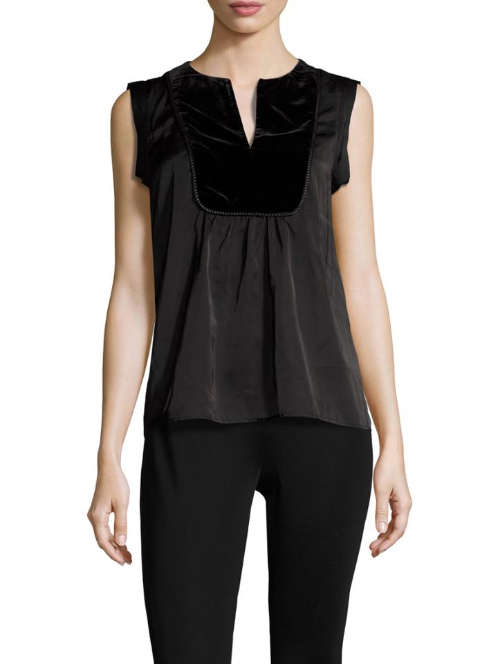 Hiche Velvet Yoke Sleeveless Top