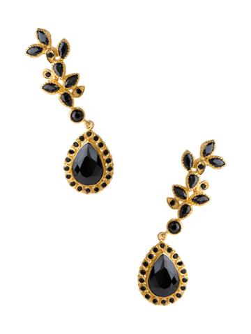Miriam Salat Black Crown Jewel Drop Earrings