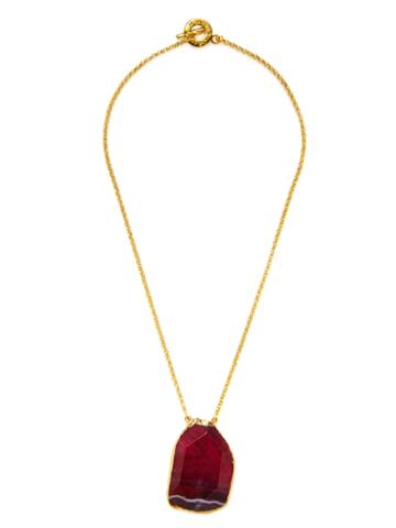 Janna Conner Damia Pink Fire Agate Pendant Necklace