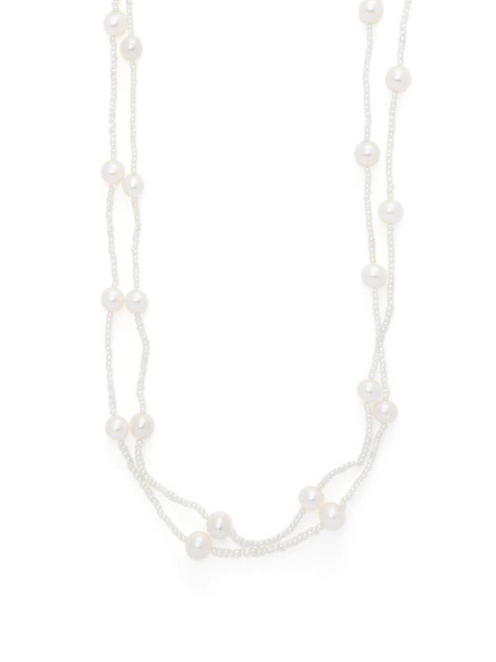 Belpearl Cultured Pearl & 14k White Gold Long Strand Necklace