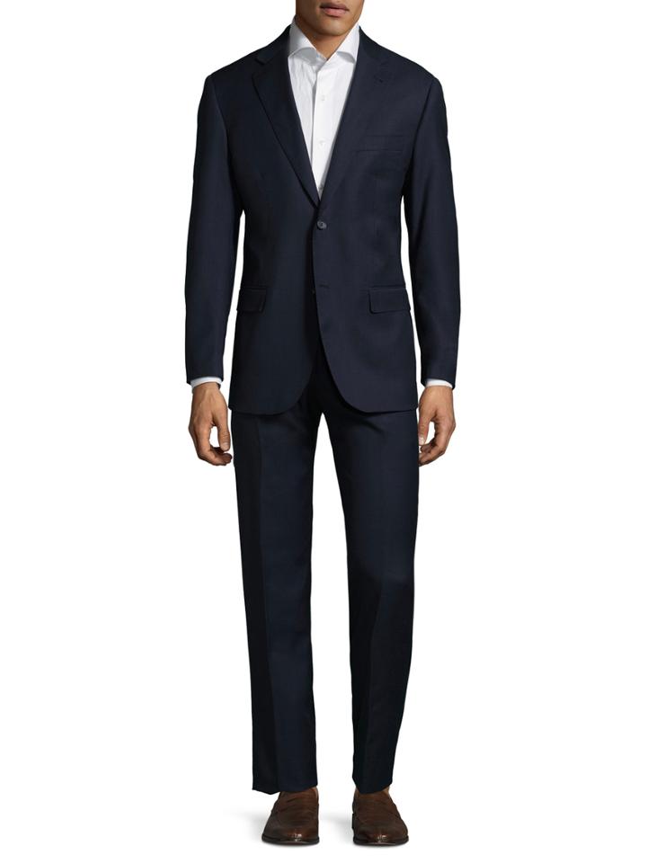 Zanetti Notch Lapel Suit With Stitch Detail