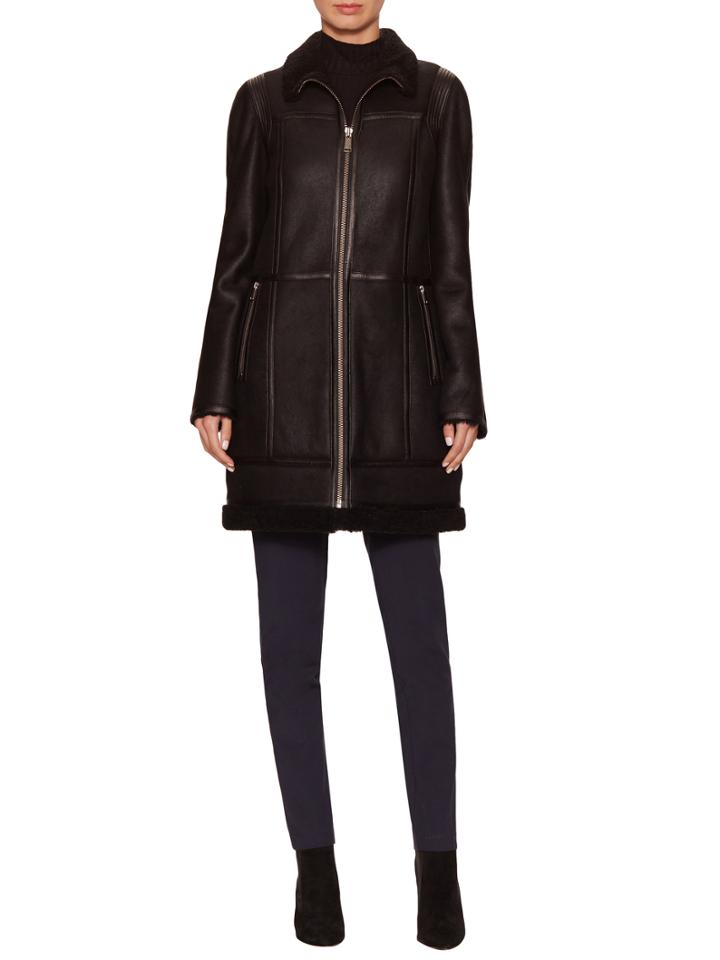 Andrew Marc X Richard Chai Skylar Leather Jacket With Shearling Trim